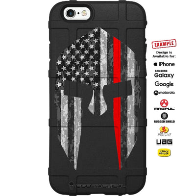 Fireman, First Responder Subdued US American Flag Thin Red Line Spartan Custom Printed Case Design for Apple, Samsung, Google & Motorola Phone Models