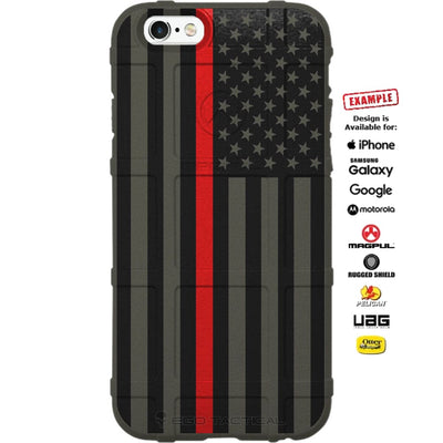 US American Flag Subdued Thin Red Line - Firefighters Custom Printed Case Design for Apple, Samsung, Google & Motorola Phone Models