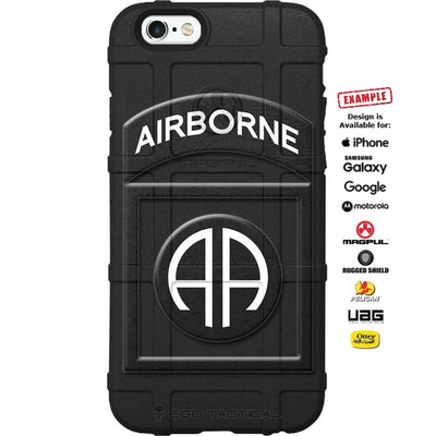 US Army 82nd Airborne Division Patch Subdued Black/White Outline Custom Printed Case Design for Apple, Samsung, Google & Motorola Phone Models