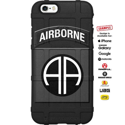 US Army 82nd Airborne Division Patch Subdued Black/White Solid Custom Printed Case Design for Apple, Samsung, Google & Motorola Phone Models