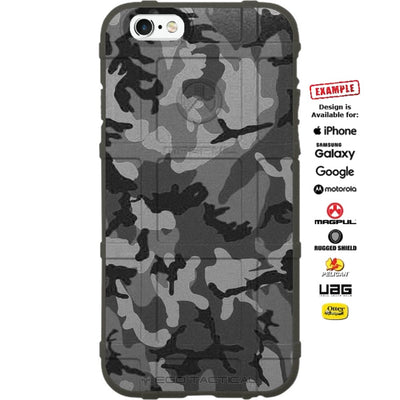 Black Grey Subdued Woodlands Camouflage Print Custom Printed Case Design for Apple, Samsung, Google & Motorola Phone Models