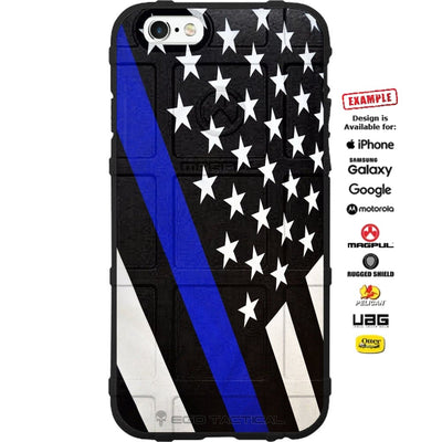 Black Subdued U.S. Flag Thin Line Police & Fireman Assorted Custom Printed Case Design for Apple, Samsung, Google & Motorola Phone Models