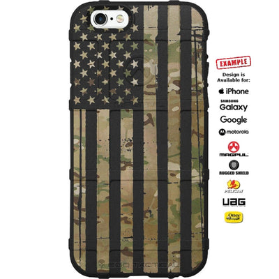 Multicam OCP/Scorpion Camo Reversed Weathered US American Flag Custom Printed Case Design for Apple, Samsung, Google & Motorola Phone Models