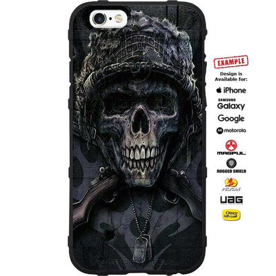 Veteran Skull Grimm Reaper Skull Custom Printed Case Design for Apple, Samsung, Google & Motorola Phone Models