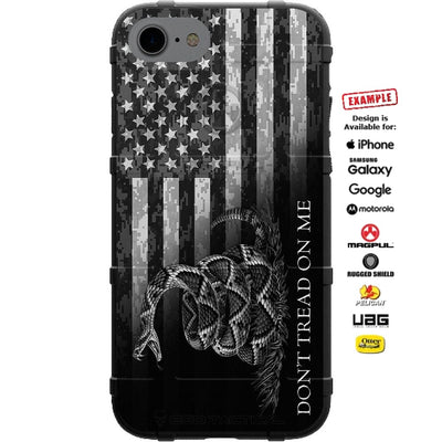 Don't Tread on Me Flag Black Camo Flag Rev Custom Printed Case Design for Apple, Samsung, Google & Motorola Phone Models