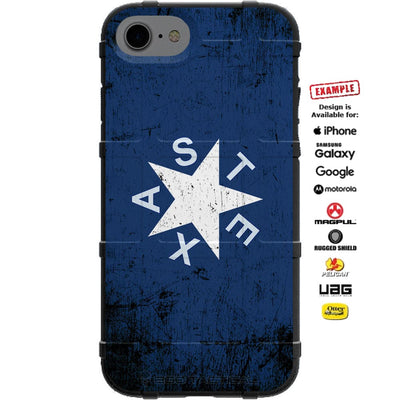Weathered Texas State Blue Star Flag Custom Printed Case Design for Apple, Samsung, Google & Motorola Phone Models