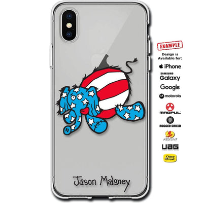 Jason Maloney Art Series: "Star-Spangled Tippsy" Tippsy Elephant 4th of July Flag Design Limited Edition Custom UV-Printed SmartCustom Printed Case Design for Apple, Samsung, Google & Motorola Phone Models