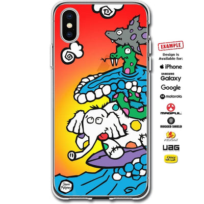 Jason Maloney Art Series: Tippsy The Elephant, Coily & Chum The Shark "Party Wave" Limited Edition Custom UV-Printed SmartCustom Printed Case Design for Apple, Samsung, Google & Motorola Phone Models