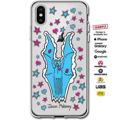 Jason Maloney Art Series: "Bear Bat" Pink and Yellow Stars Limited Edition Custom UV-Printed SmartCustom Printed Case Design for Apple, Samsung, Google & Motorola Phone Models