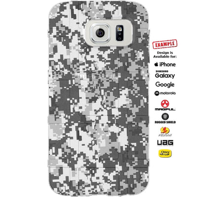 White Digital Camouflage Custom Printed Case Design for Apple, Samsung, Google & Motorola Phone Models
