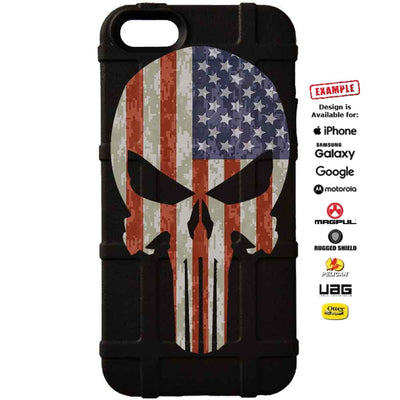 Punisher US American Flag Desert Digi Camo Custom Printed Case Design for Apple, Samsung, Google & Motorola Phone Models