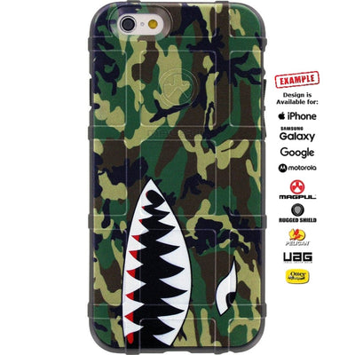 ERDL U.S. Woodlands Camouflage, Shark Teeth Custom Printed Case Design for Apple, Samsung, Google & Motorola Phone Models