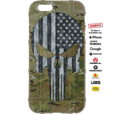 Multicam/Scorpion Camouflage, Subdued US American Flag Punisher Custom Printed Case Design for Apple, Samsung, Google & Motorola Phone Models