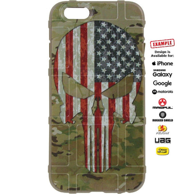 Multicam/Scorpion Camouflage, Color US American Flag Punisher Custom Printed Case Design for Apple, Samsung, Google & Motorola Phone Models